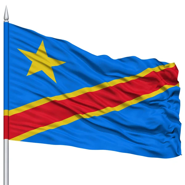 Democratic Republic of Congo Flag on Flagpole, Kinshasa