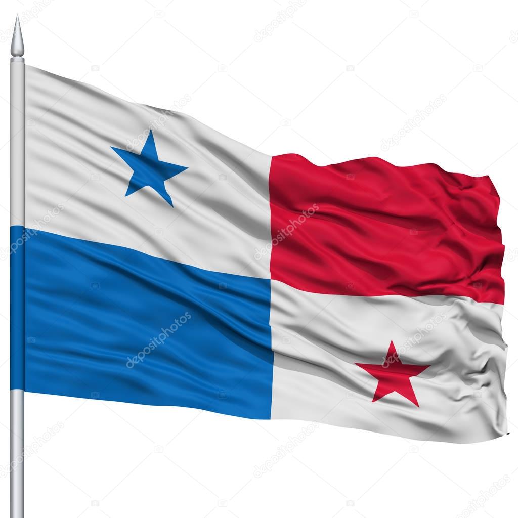 Bandera Panameña En El Asta De La Bandera — Foto Editorial De Stock