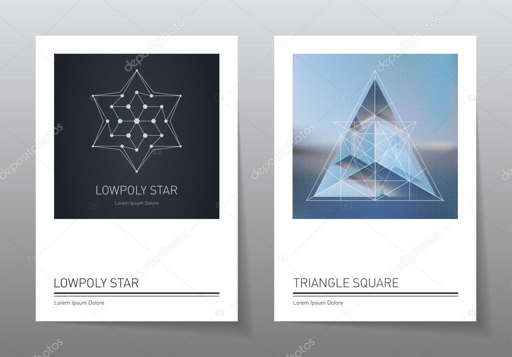 Abstract geometry backgrounds set. A4 format, vector templates. Applicable for covers, placards, posters, flyers and banner designs.
