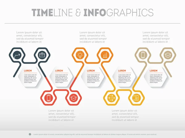 Linha do tempo do infográfico horizontal — Vetor de Stock