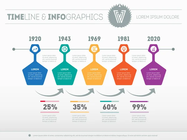 Yatay Infographic zaman çizelgesi — Stok Vektör