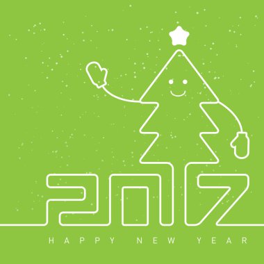 çam ağacı ile 2017 tebrik kartı