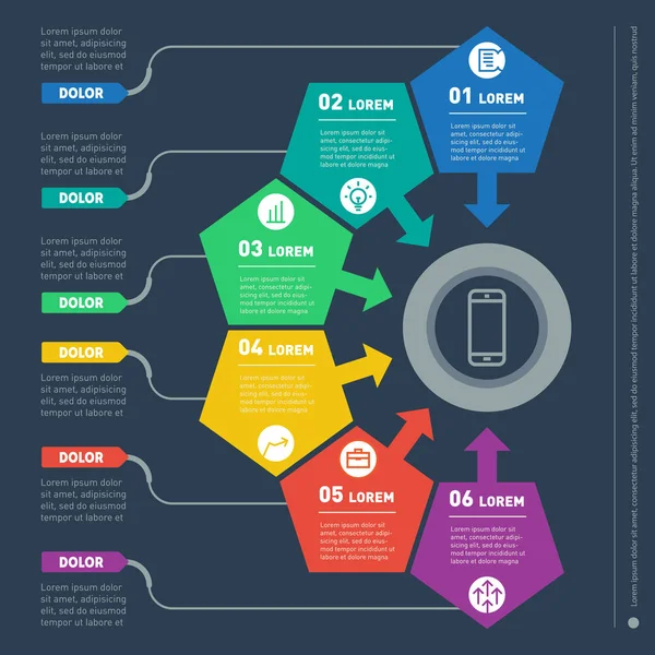 Concept d'entreprise avec six options . — Image vectorielle