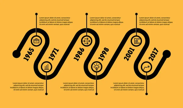 Timeline of technology processes for presentation — Stock Vector