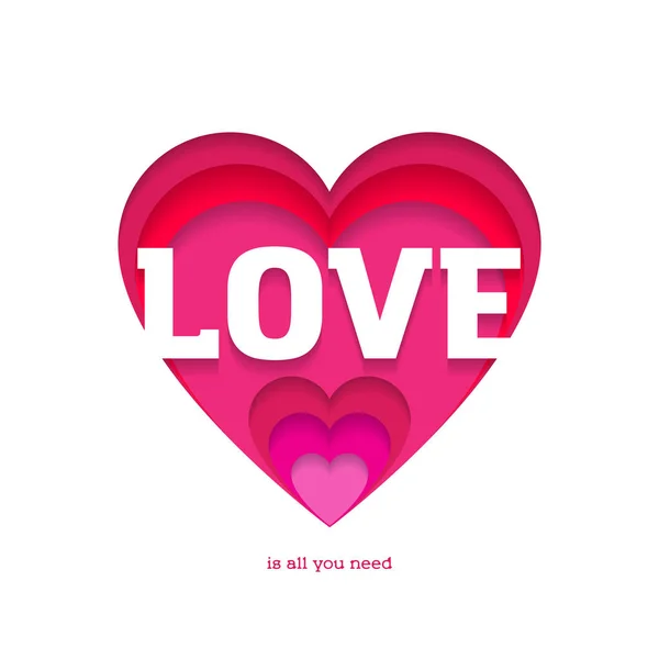 Красное сердце со словом любви — стоковый вектор