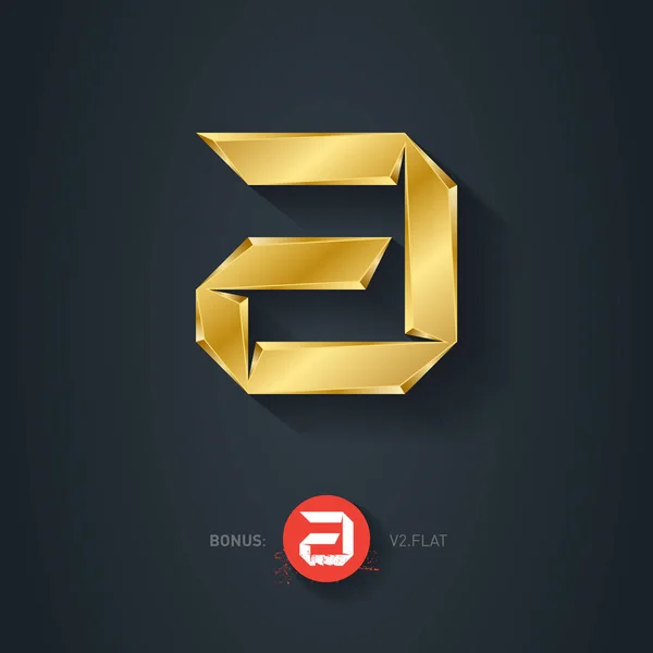 Fuente gold estilo origami — Vector de stock