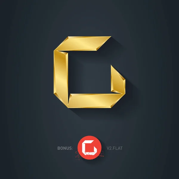 Στυλ origami χρυσό γραμματοσειράς — Διανυσματικό Αρχείο