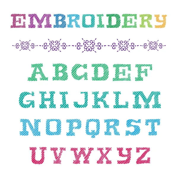 Hand drawn embroidery alphabet — Stock Vector