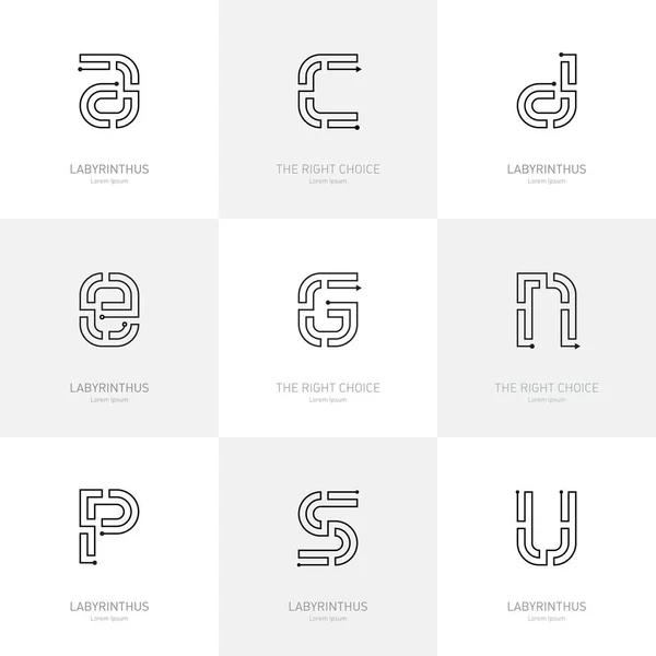 Labyrint Letters logo's sjabloon — Stockvector