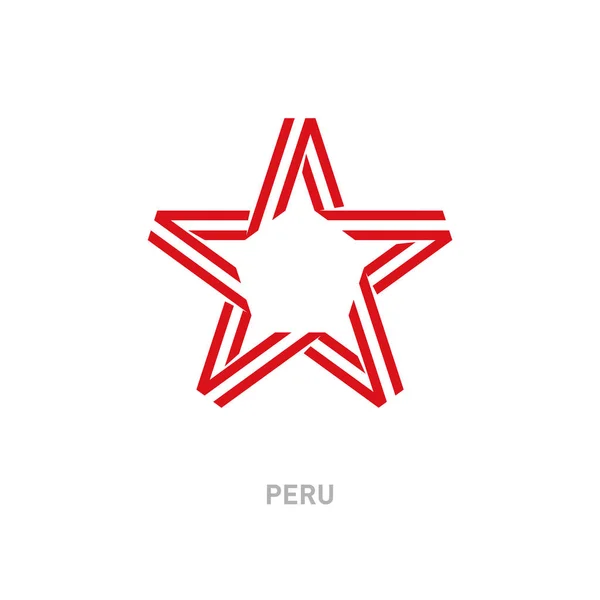 Star made of ribbon in national peruvian flag — Stock Vector