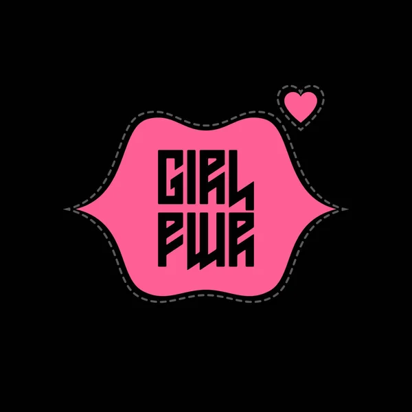 Girl Power patch dengan bibir dan hati - Stok Vektor