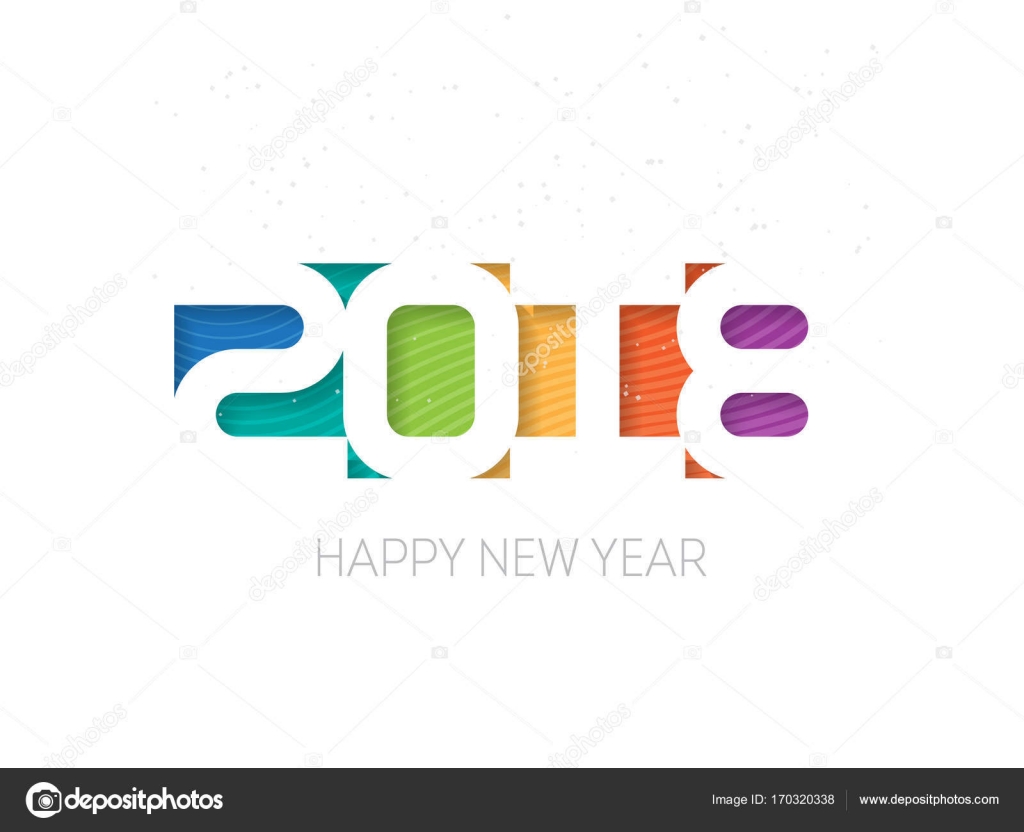 Poster di capodanno colorato con testo 2018 illustrazione di vettore del biglietto di auguri — Vettoriali di thebackground