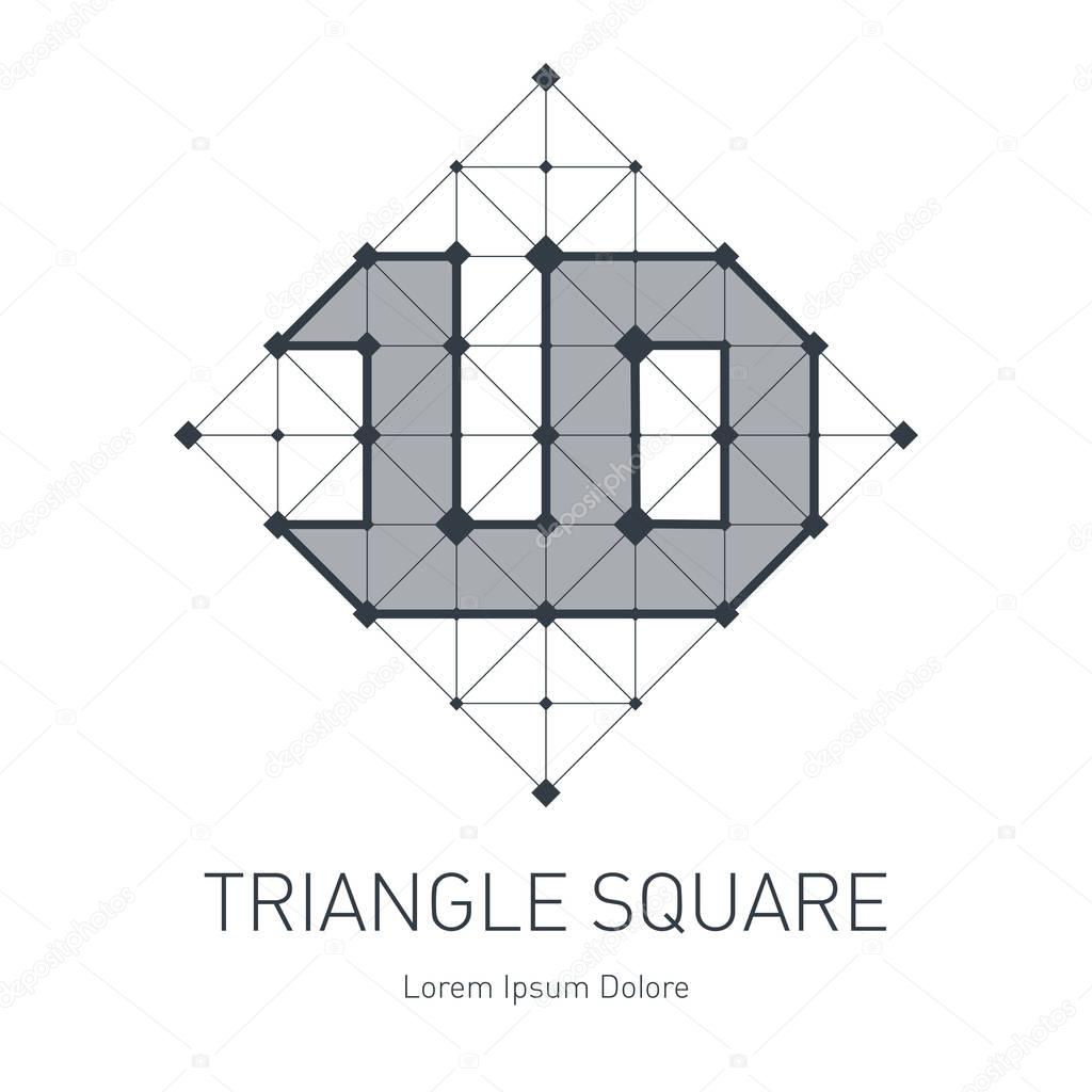Modern stylish low poly logo with number 10. Low-poly Design element with squares, triangles and rhombus. Vector Lowpoly logotype template