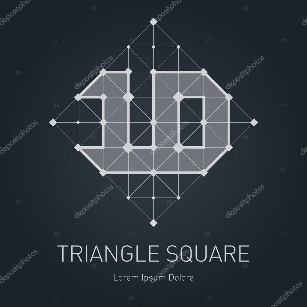 Modern stylish low poly logo with number 10. Low-poly Design element with squares, triangles and rhombus. Vector Lowpoly logotype template