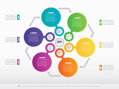 Vektör Infographic. İş, teknoloji veya eğitim sürecinin temel bileşenleri. İş kavramı ile seçme hakkı. Bir daire grafik, diyagram veya sununun Web şablonu. Raporun bir parçası