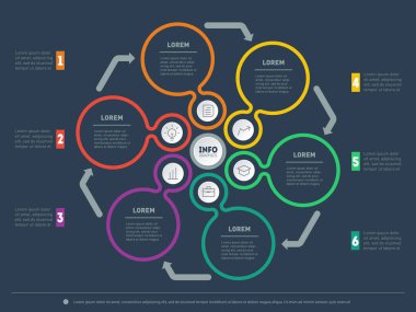 Vektör Infographic. İş, teknoloji veya eğitim sürecinin temel bileşenleri. İş kavramı ile seçme hakkı. Bir daire grafik, diyagram veya sununun Web şablonu. Raporun bir parçası