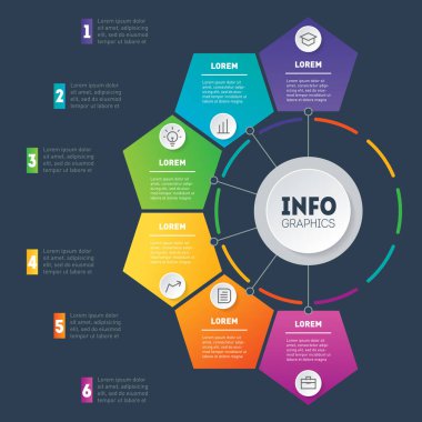 Vektör Infographic. İş, teknoloji veya eğitim sürecinin temel bileşenleri. İş kavramı ile seçme hakkı. Bir daire grafik, diyagram veya sununun Web şablonu. Raporun bir parçası