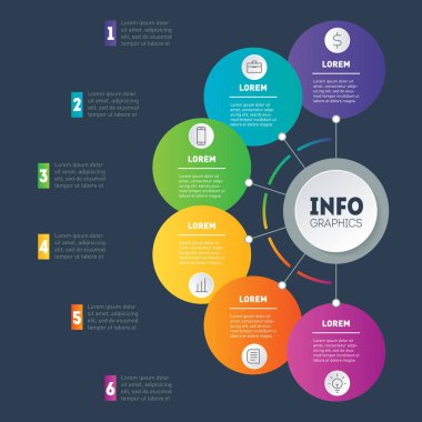 Vektör Infographic. İş, teknoloji veya eğitim sürecinin temel bileşenleri. İş kavramı ile seçme hakkı. Bir daire grafik, diyagram veya sununun Web şablonu. Raporun bir parçası