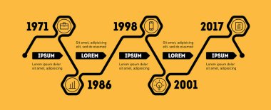 Yatay Infographic zaman çizelgeleri kümesi. Seçenekler, parça, adımları ya da teknoloji süreçleri ile iş kavramı. Sunum için vektör web şablonu. Sosyal eğilimler ve eğilimleri grafik Time line