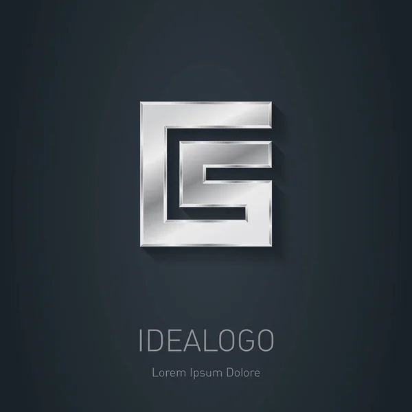 Initial Silver Logo Metallic Icon Logotype Template Vector Design Element — Stock Vector