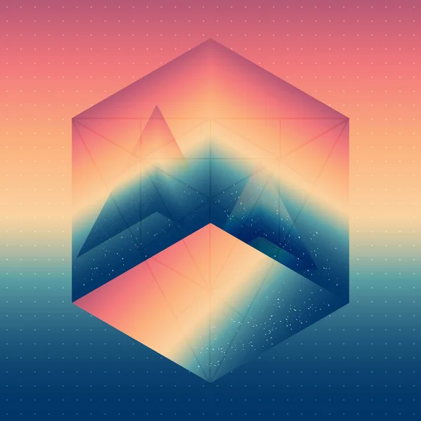 Prisme Isométrique Abstrait Avec Réflexion Espace Des Triangles Poly Bas — Image vectorielle