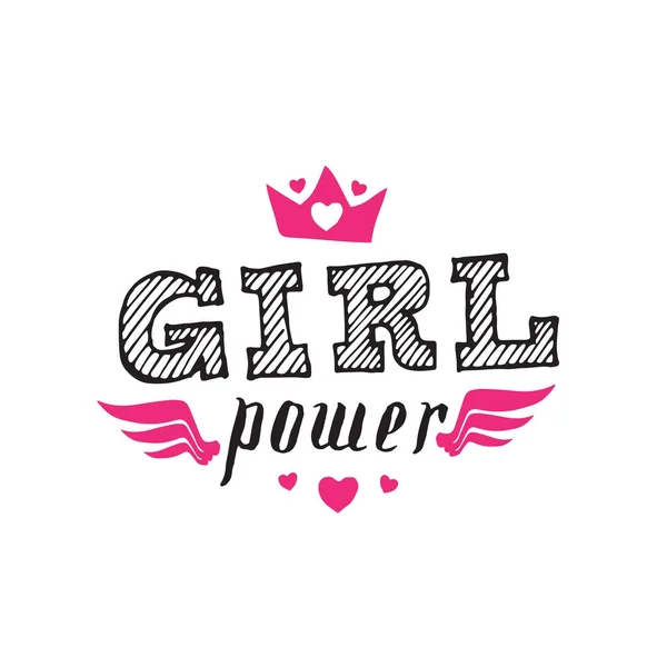 Girl Power Feminismus Slogan Mit Handgezeichneten Schriftzügen Vektorillustration Shirt Bekleidung — Stockvektor