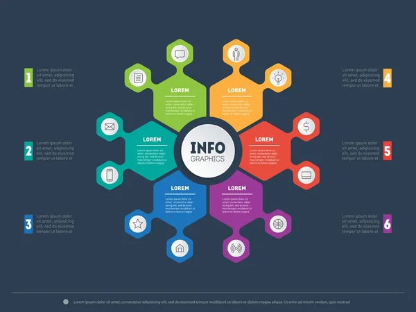 Wektora Infographic Podstawowe Składniki Procesów Biznesowych Technologii Lub Edukacji Koncepcja — Wektor stockowy