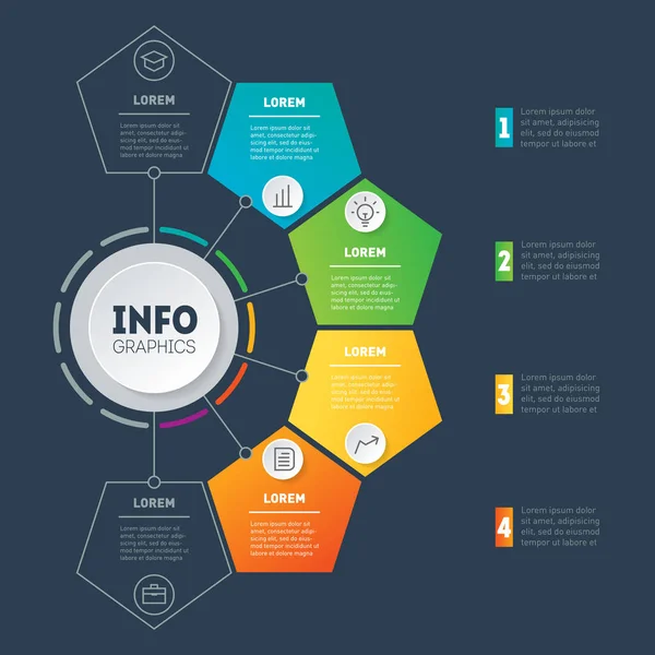 Plantilla Web Gráfico Mapa Mental Diagrama Con Pasos Infografías Dinámicas — Archivo Imágenes Vectoriales