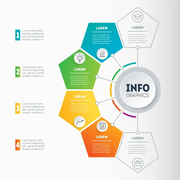 Modelo Web Gráfico Mapa Mental Diagrama Com Passos Infográficos Dinâmicos — Vetor de Stock