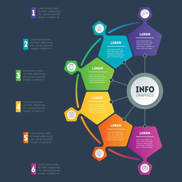 Vector Infographic Basisonderdelen Van Business Technologie Onderwijs Proces Bedrijfsconcept Met — Stockvector