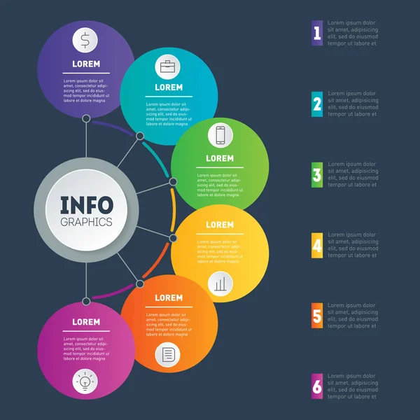 Infográfico Vetorial Componentes Básicos Processo Negócios Tecnologia Educação Conceito Negócio — Vetor de Stock