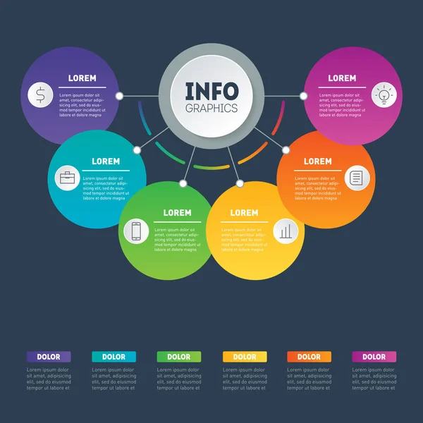 Vektör Infographic Teknoloji Veya Eğitim Sürecinin Temel Bileşenleri Kavramı Ile — Stok Vektör