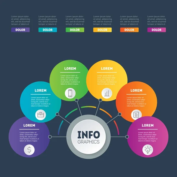 Infografía Vectorial Componentes Básicos Negocio Tecnología Proceso Educativo Concepto Negocio — Archivo Imágenes Vectoriales