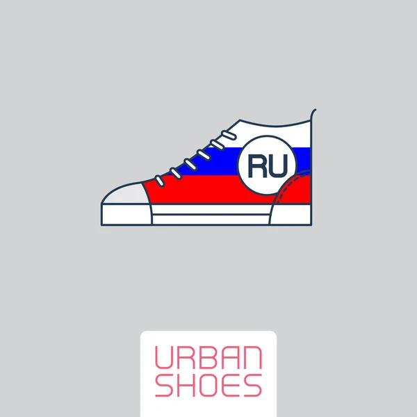 Cipő Orosz Zászló Színekkel Play Foci Cipő Vektor Lapos Illusztráció — Stock Vector