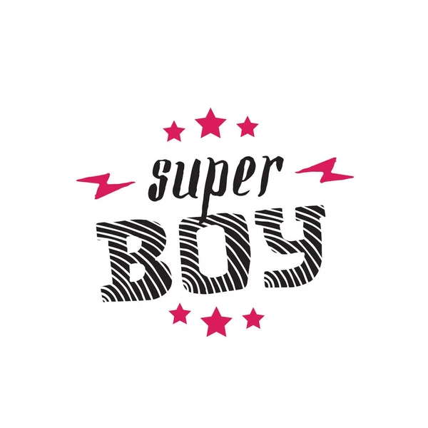 Super Boy Vector Poster Print Boys Clothes Modern Fashion Shirt — Stock Vector