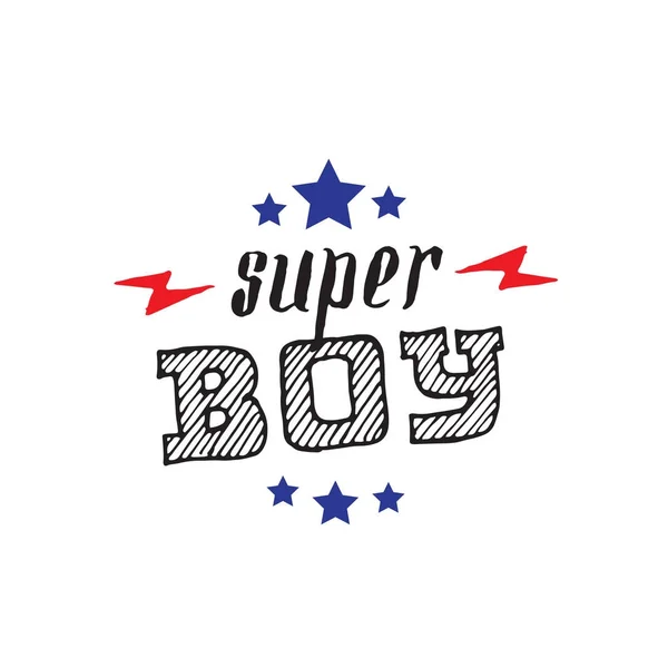 Super Boy Cartaz Vetorial Impressão Para Roupas Meninos Design Shirt — Vetor de Stock