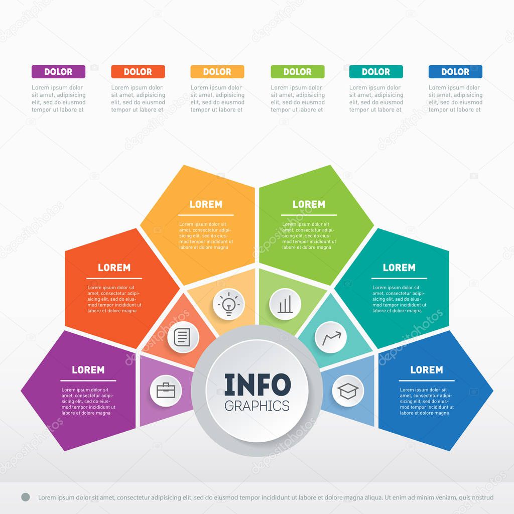Vector infographic. Basic components of business, technology or education process. Business concept with options. Web Template of a circle chart, diagram or presentation. Part of the report