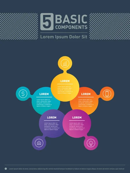 Vector Infographic Basic Components Business Technology Education Process Business Concept — Stock Vector