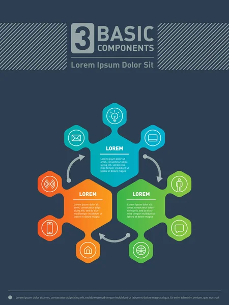 템플릿 다이어그램 아이콘 집합을 보고서의 일부입니다 Infographic 과정의 비즈니스 — 스톡 벡터