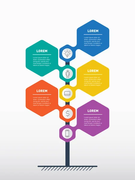 Infografías Línea Tiempo Vertical Desarrollo Crecimiento Del Negocio Línea Temporal — Archivo Imágenes Vectoriales