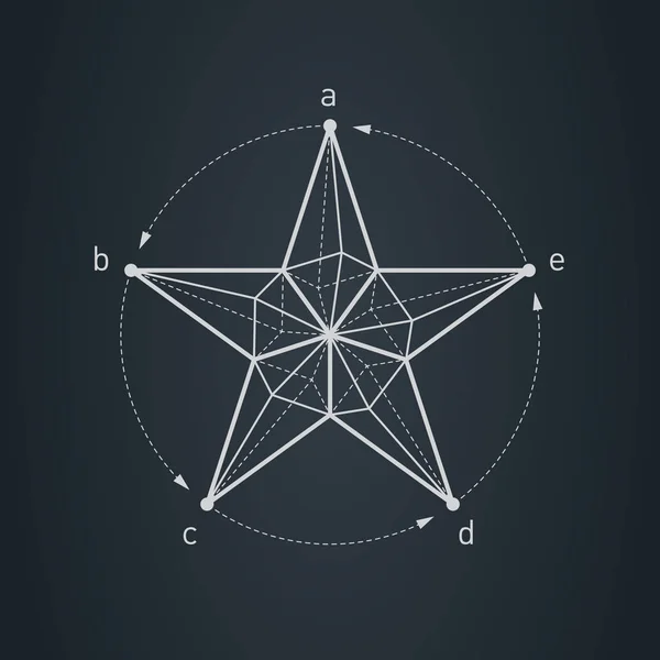 Blueprint Hvězdy Nákres Inženýrských Konstrukcí Designový Prvek Trojúhelníky Kosočtverec — Stockový vektor