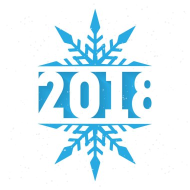 2018 yeni yıl poster 2018 mavi baskı ve beyaz arka plan üzerinde kar taneleri ile 