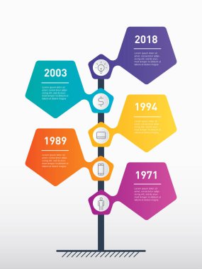 zaman çizelgesi Infographic renkli simgeler ve düğmeler, vektör çizim ile