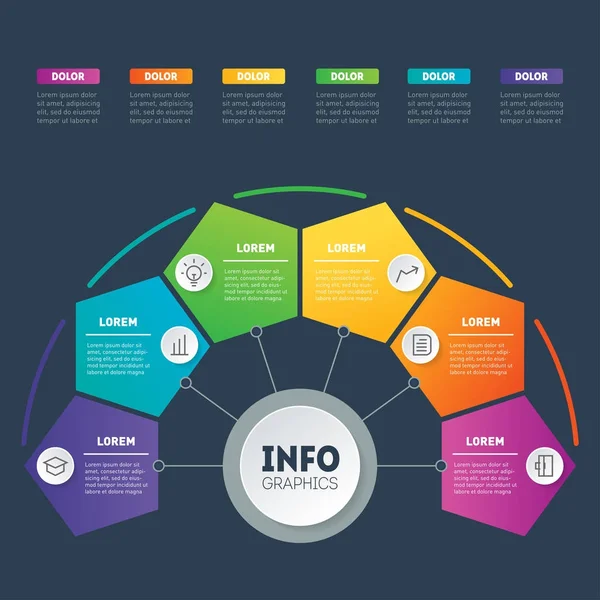 Prezentacji Biznesowych Opcji Kolorowe Ciemnym Tle Szablon Sieci Web Mindmap — Wektor stockowy