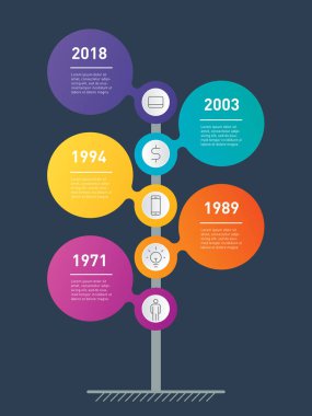 Dikey zaman çizelgesi infographics. Geliştirme ve iş büyüme. 5 seçenekleri, parçalar, adımları veya işlemler ile iş kavramı. Zaman çizgisi