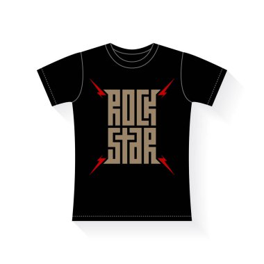 Rock yıldızı - t-shirt, posterler ve diğer kullanımlar için sloganı ile vektör çizim