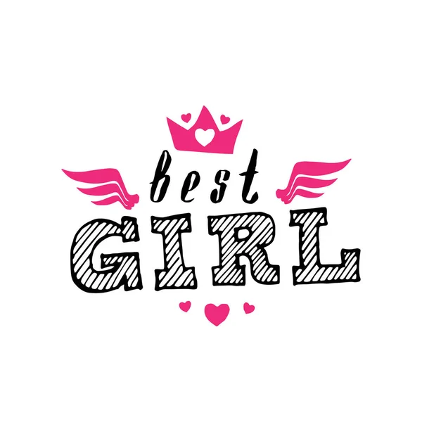Best Girl Affiche Vectorielle Impression Pour Les Vêtements Filles Best — Image vectorielle