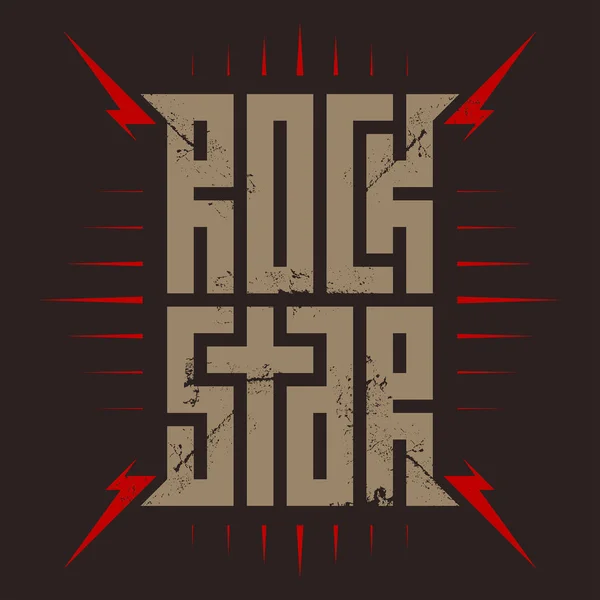 Rockstar Poster Musicale Con Lampi Rossi Stelle Rock Star Design — Vettoriale Stock