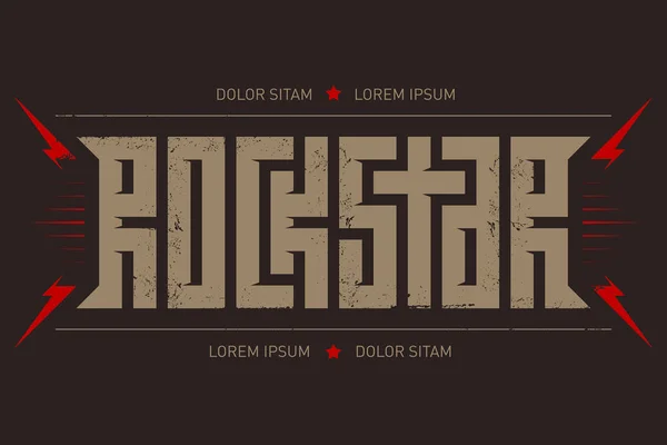 Rockstar Zene Poszter Vörös Villámok Csillagok Rock Star Shirt Design — Stock Vector