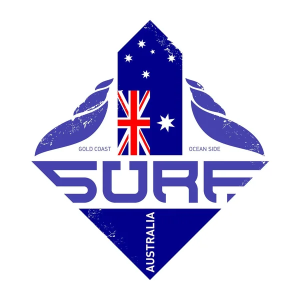 Shirt Design Surfisti Gold Coast Surf Rider Australia Etichetta Surf — Vettoriale Stock